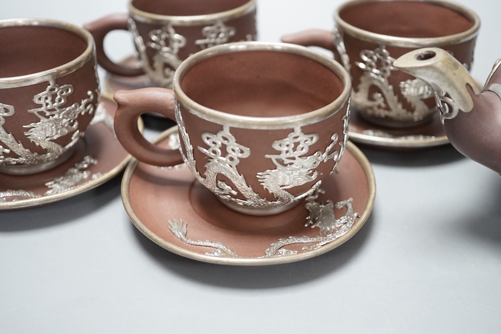 A Chinese mounted Yixing tea set
